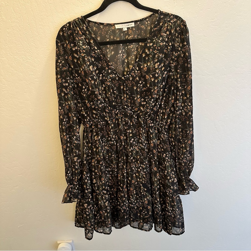 Baltic Born Huxley Tiered Short Dress | Black Multi Floral